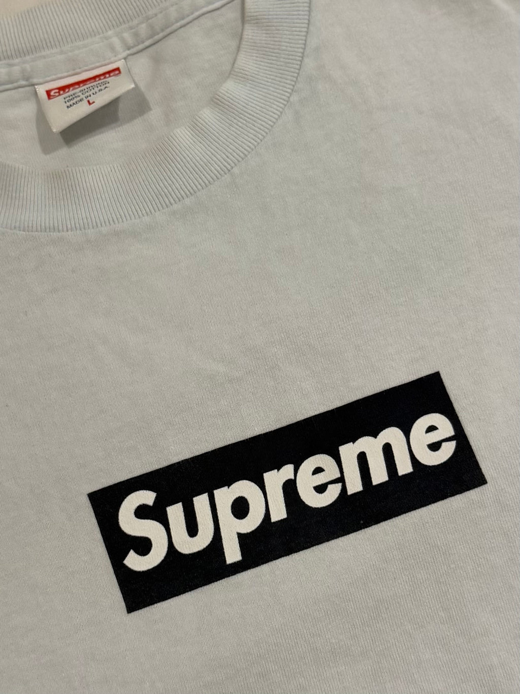 Supreme Navy on Ice Blue Box Logo Tee 2001