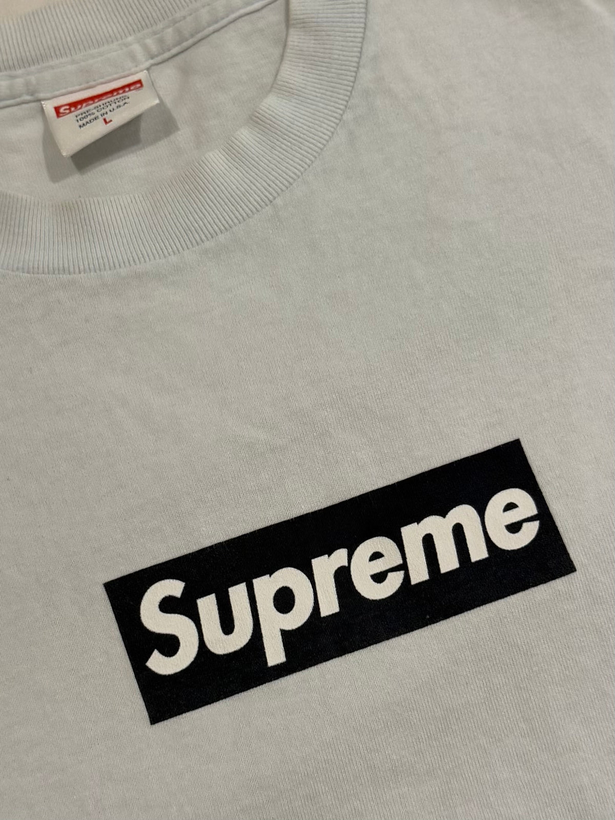 Supreme Navy on Ice Blue Box Logo Tee 2001
