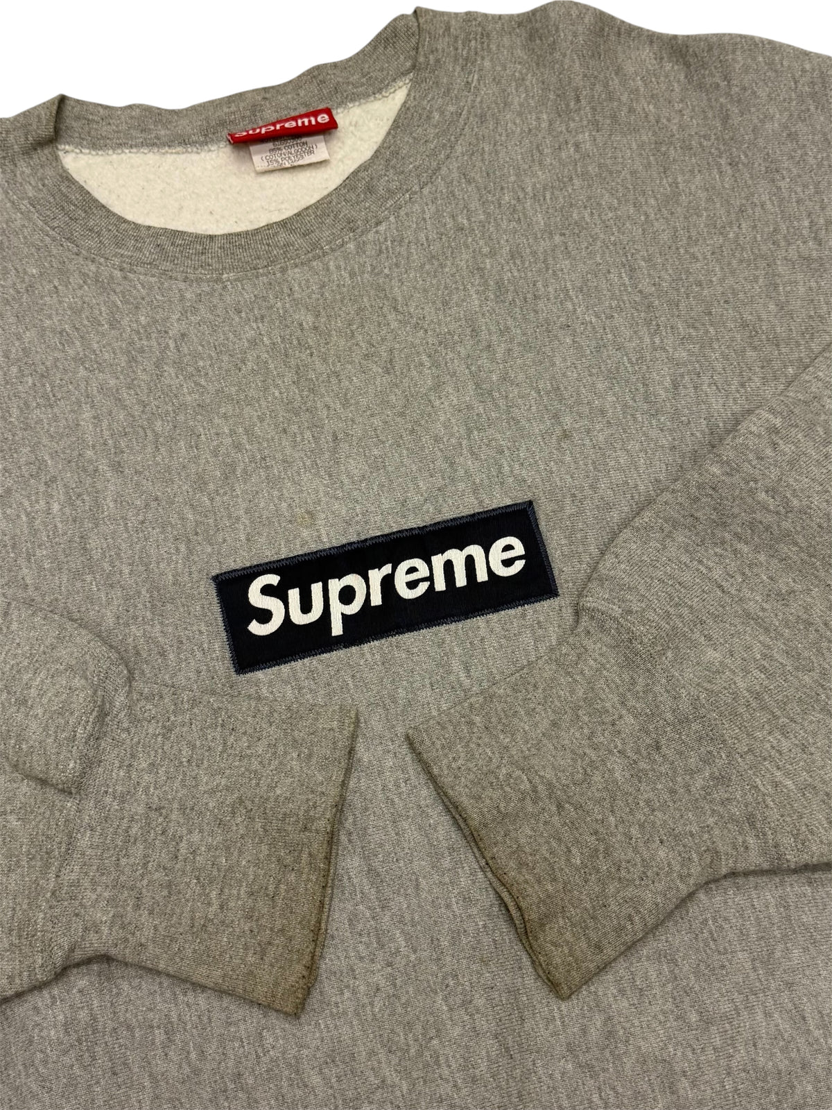 Supreme Grey Nylon Box Logo Crewneck 1995