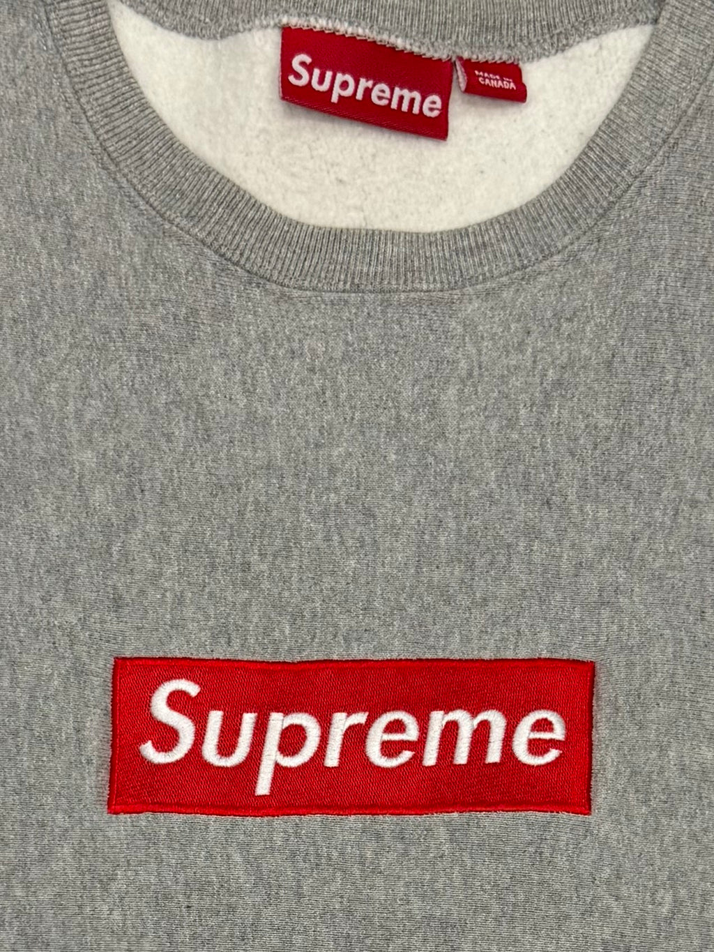 Supreme Red on Grey Box Logo Crewneck 1999