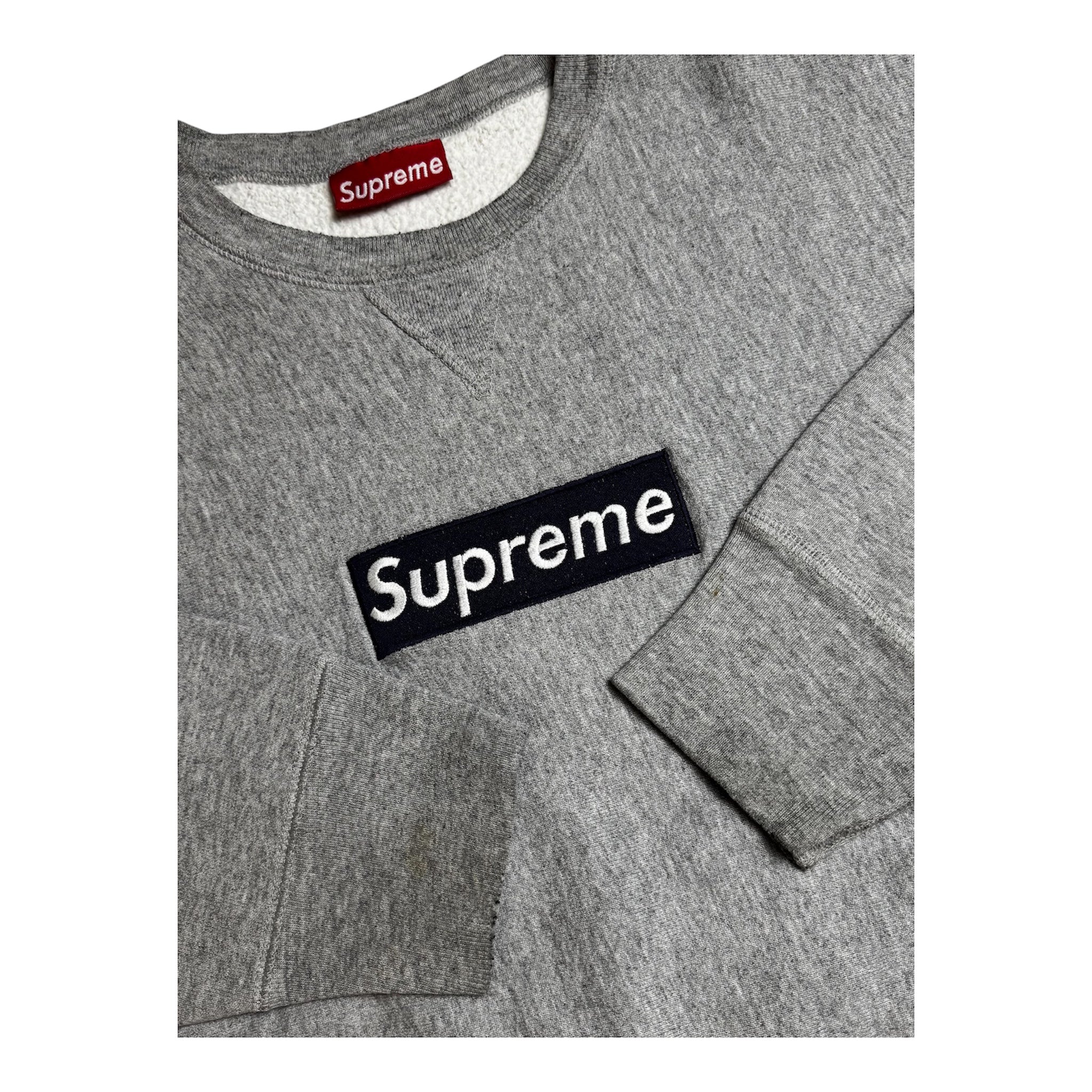 Supreme Navy/Grey Box Logo Crewneck 1997