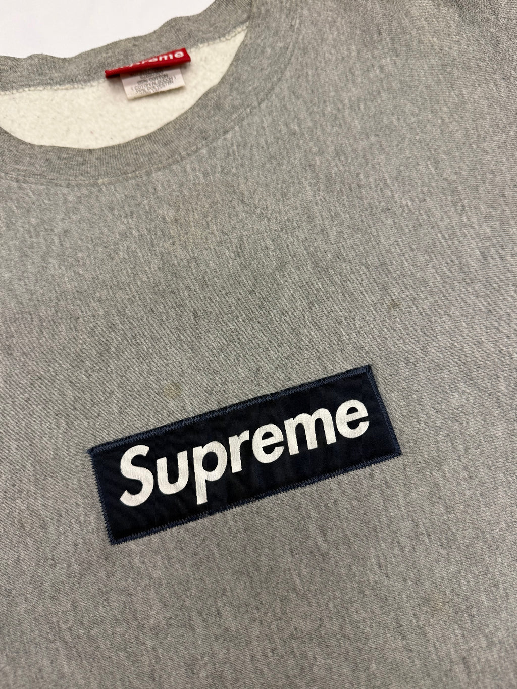 Supreme Grey Nylon Box Logo Crewneck 1995