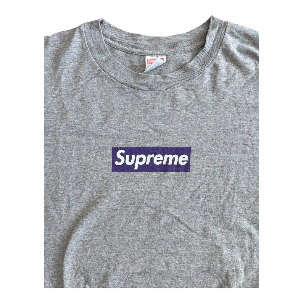Supreme Purple on Grey Box Logo Tee 1998