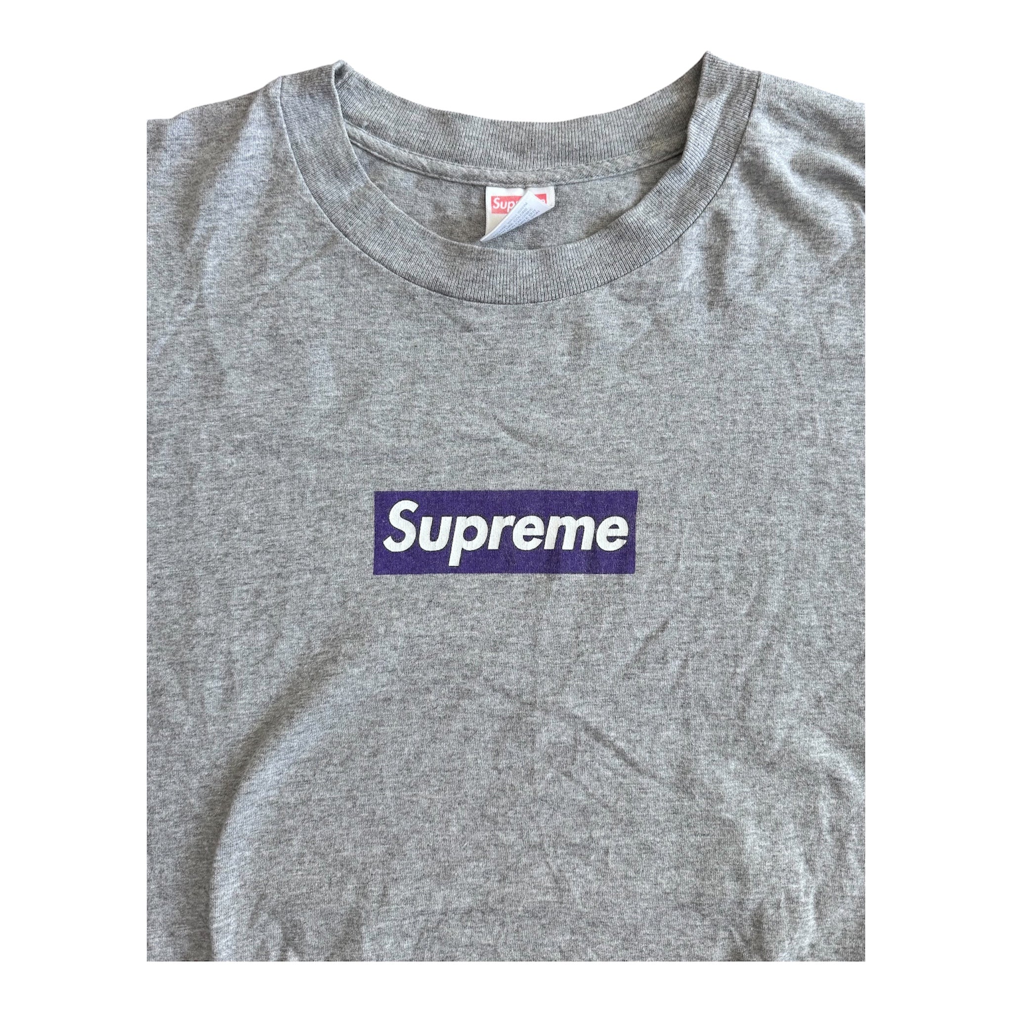 Supreme Purple on Grey Box Logo Tee 1998