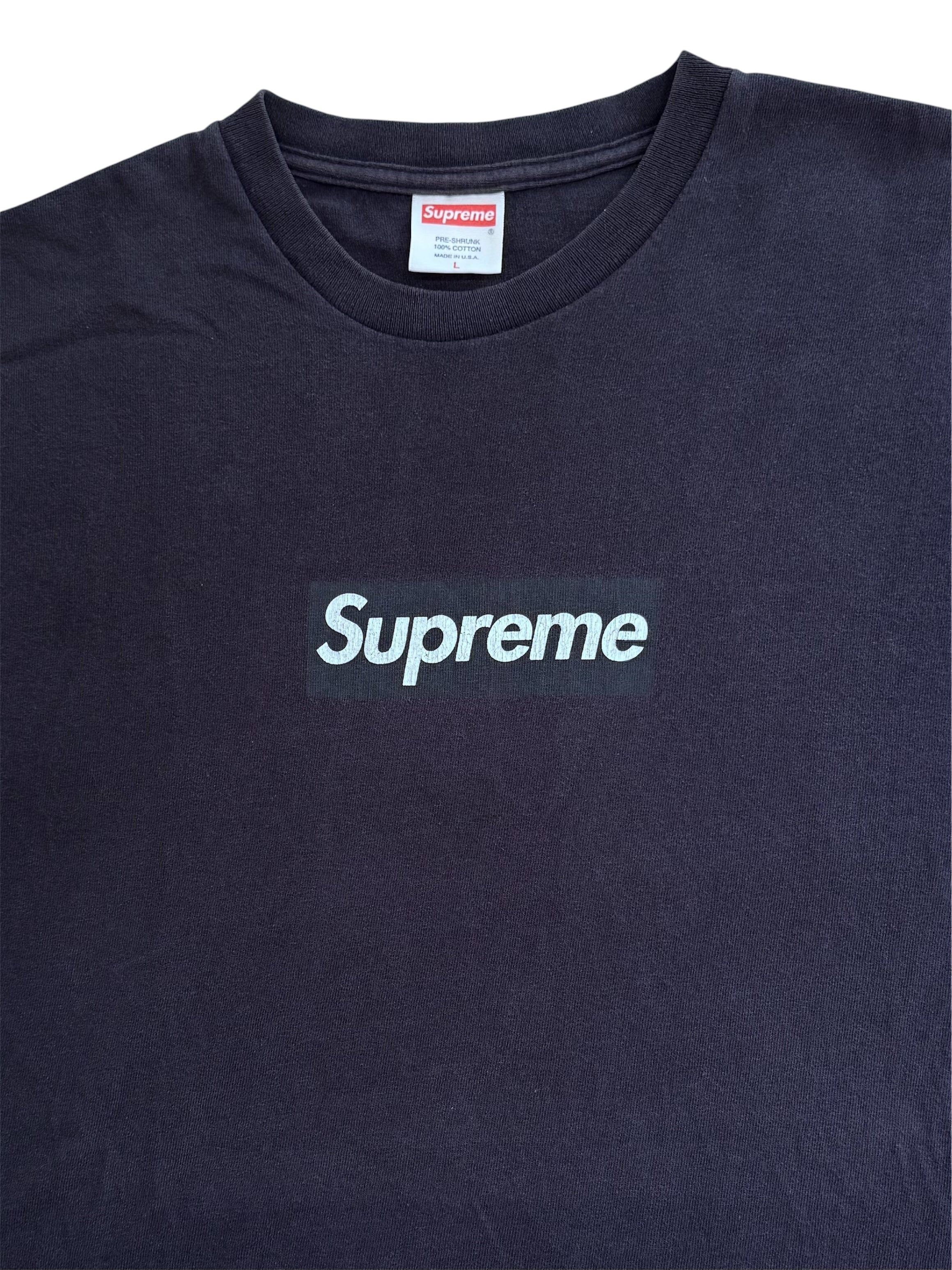 Supreme Navy Tonal Box Logo Tee 2003