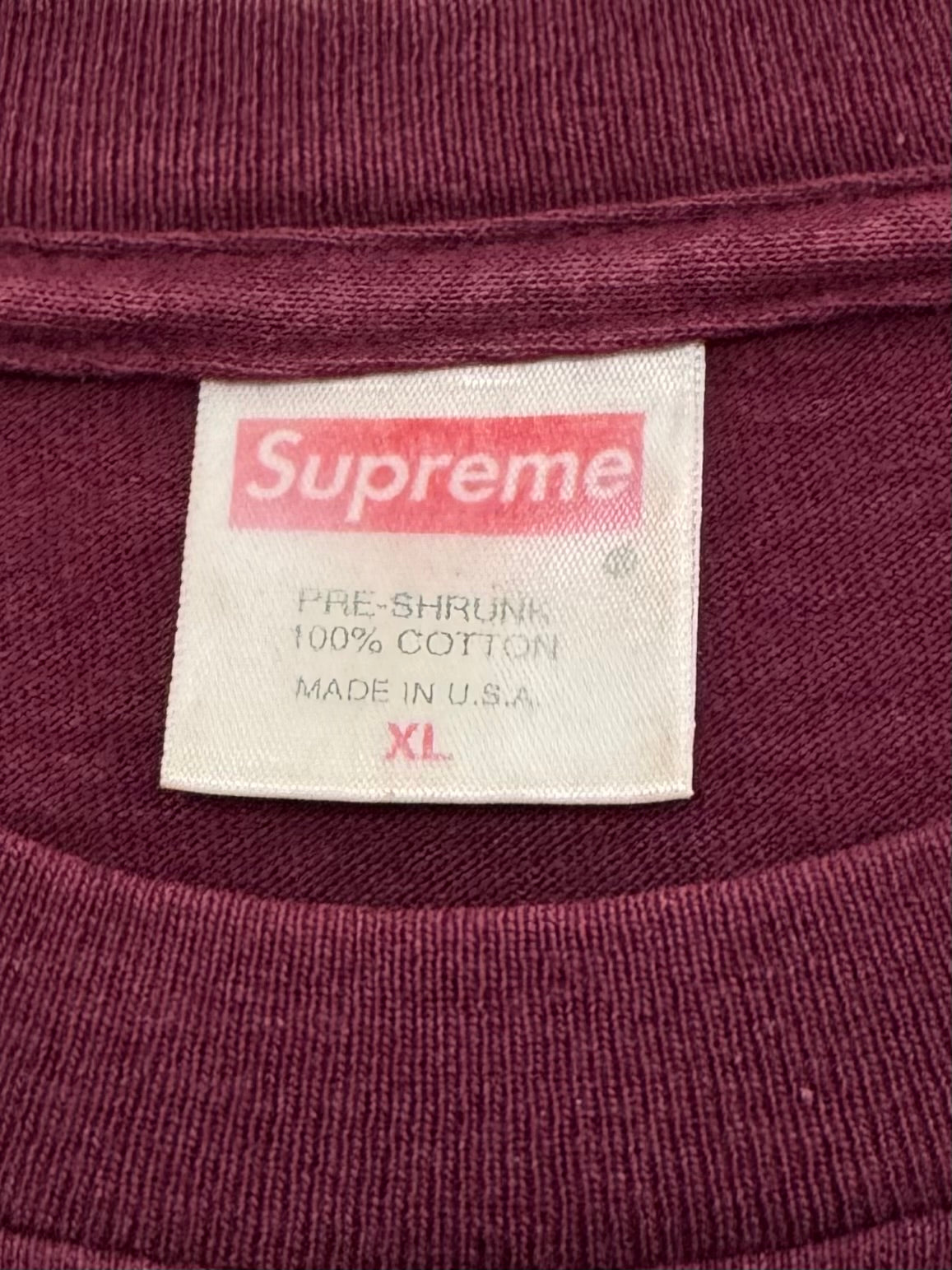 Supreme Burgundy Box Logo Tee 1999