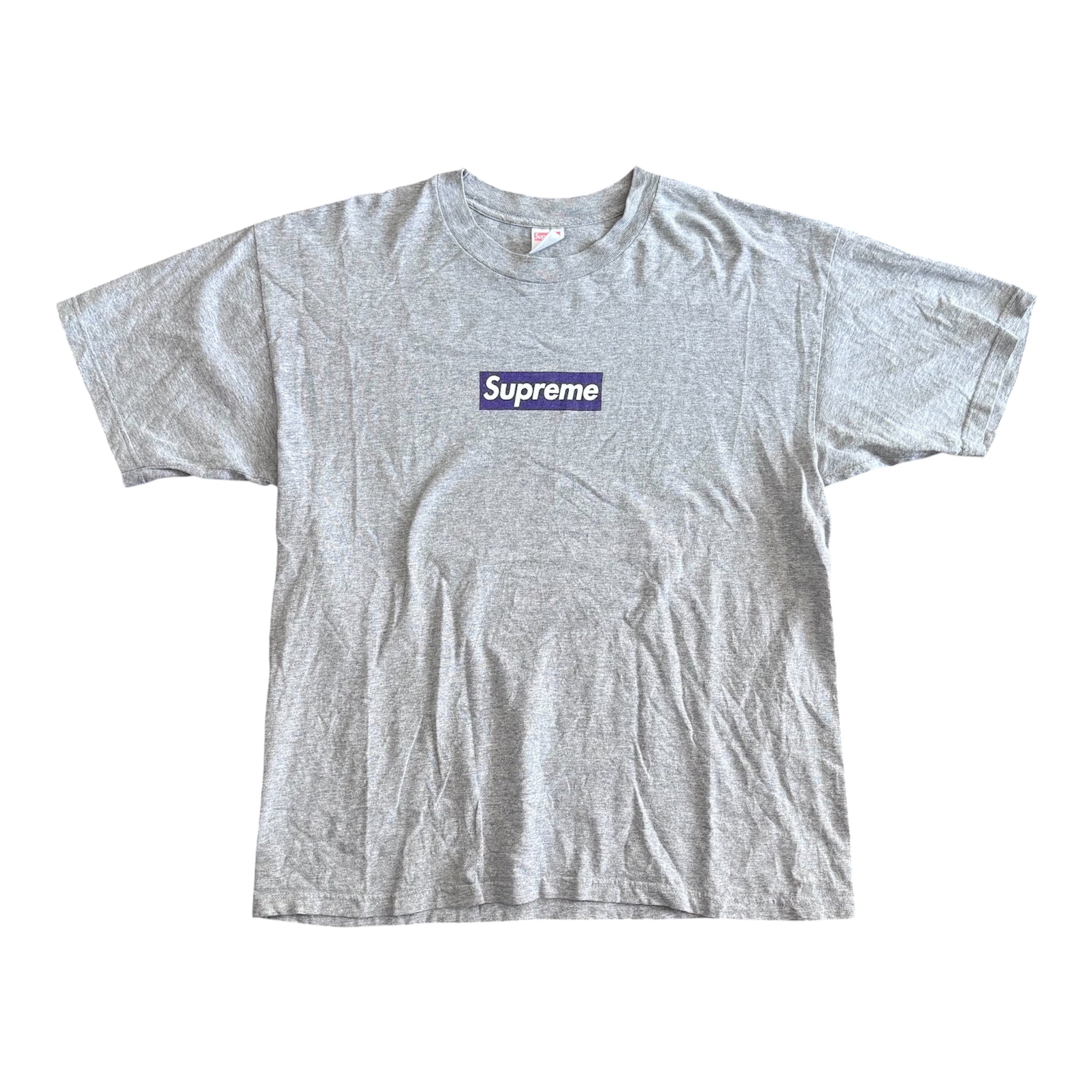 Supreme Purple on Grey Box Logo Tee 1998
