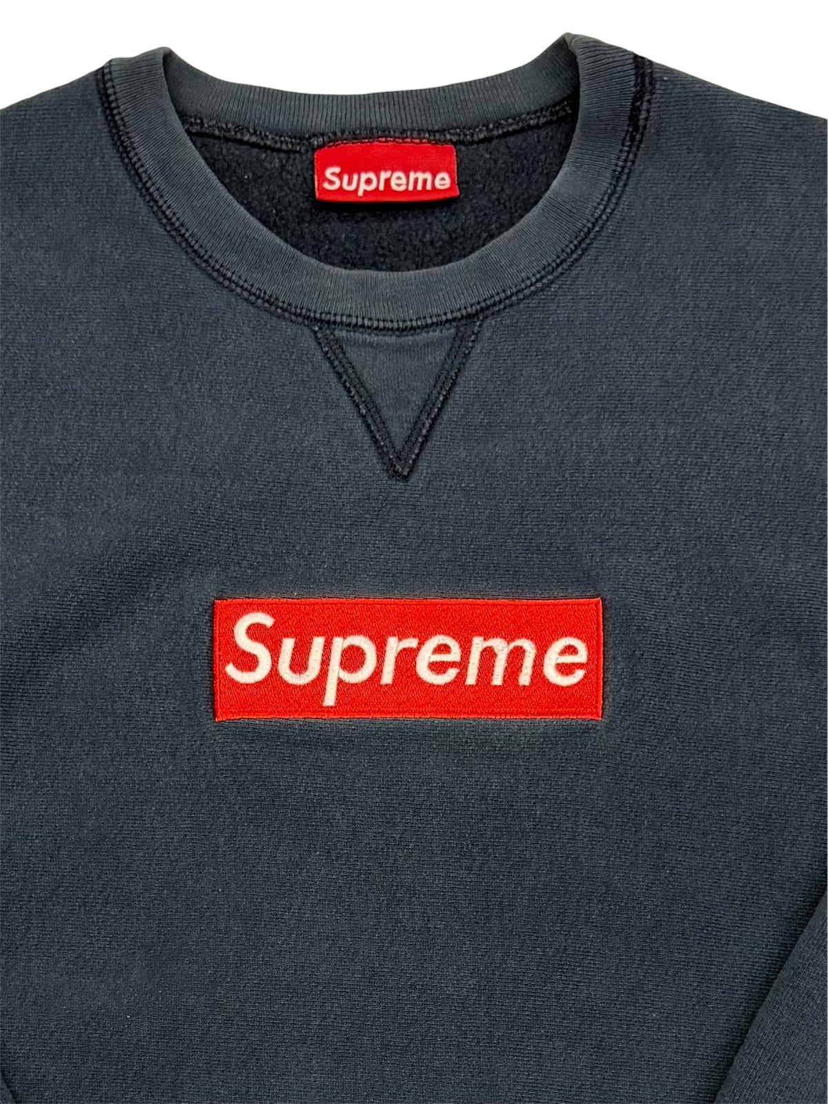 Supreme Red on Navy Box Logo Crewneck 1997