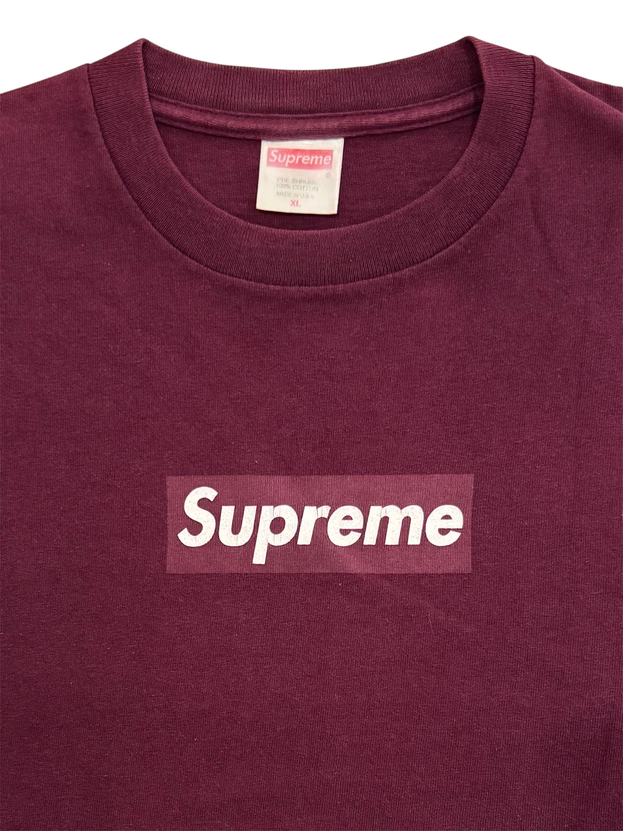 Supreme Burgundy Box Logo Tee 1999