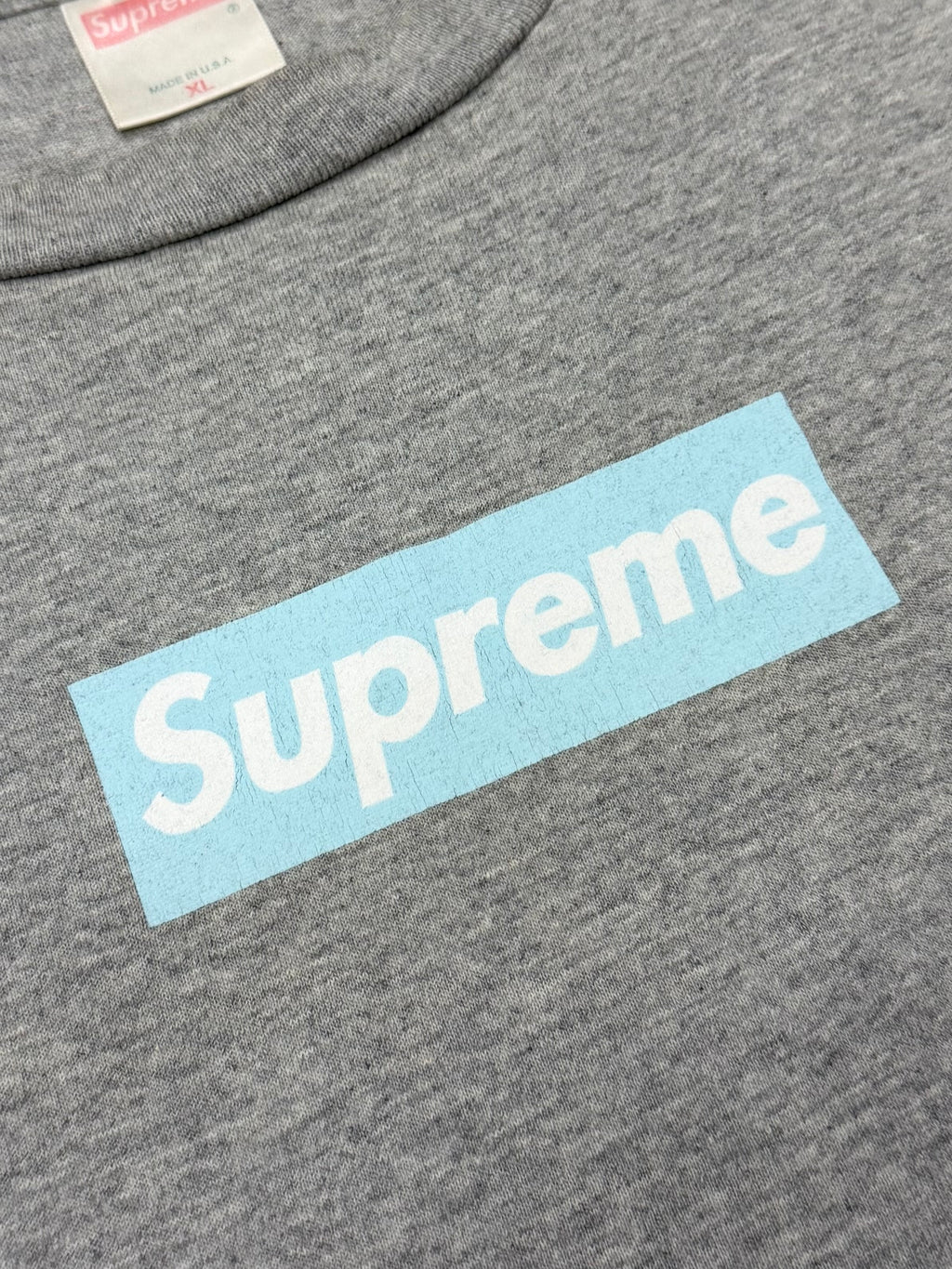 Supreme Ice Blue on Grey Box Logo Tee 1998