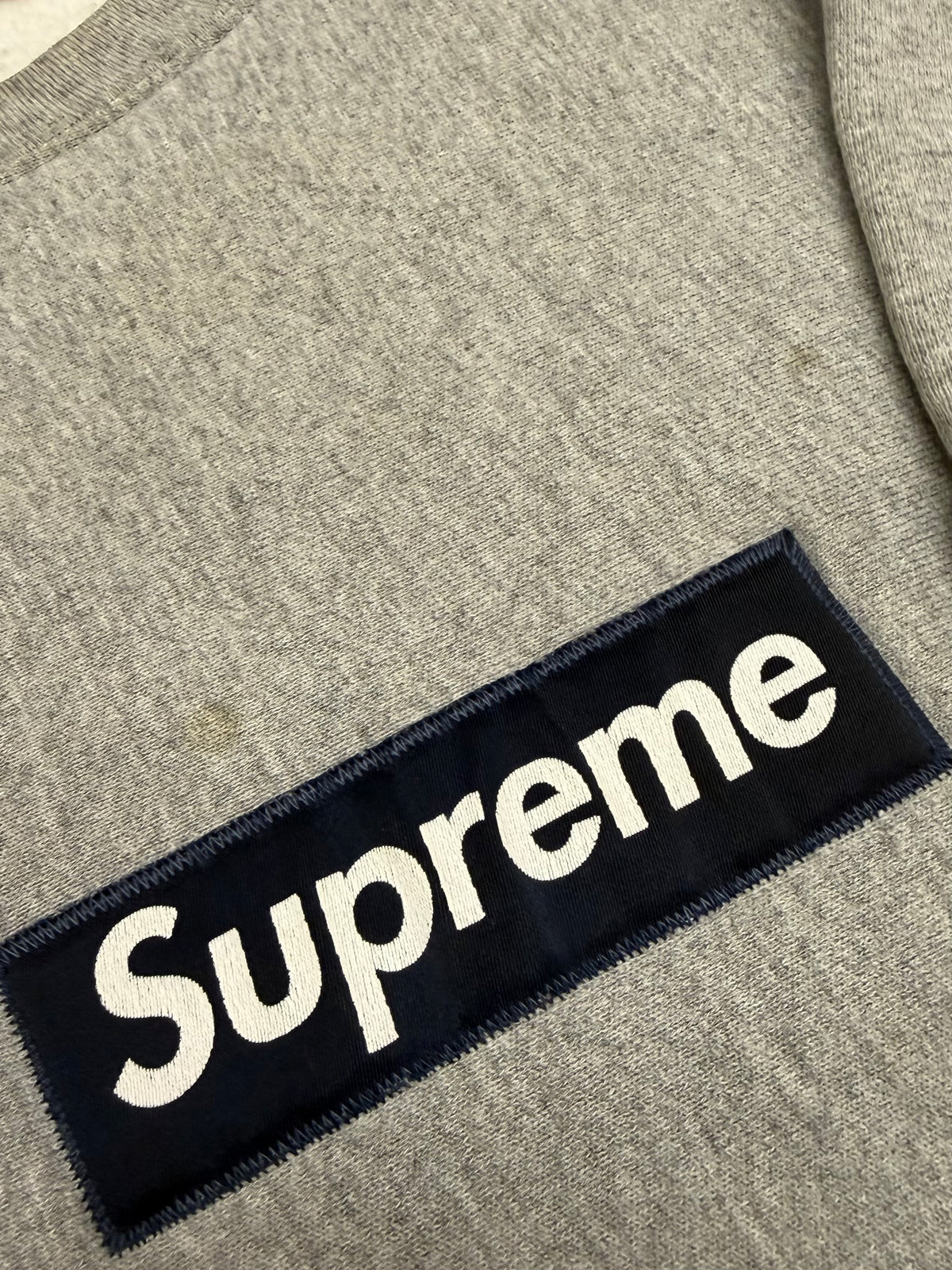 Supreme Grey Nylon Box Logo Crewneck 1995