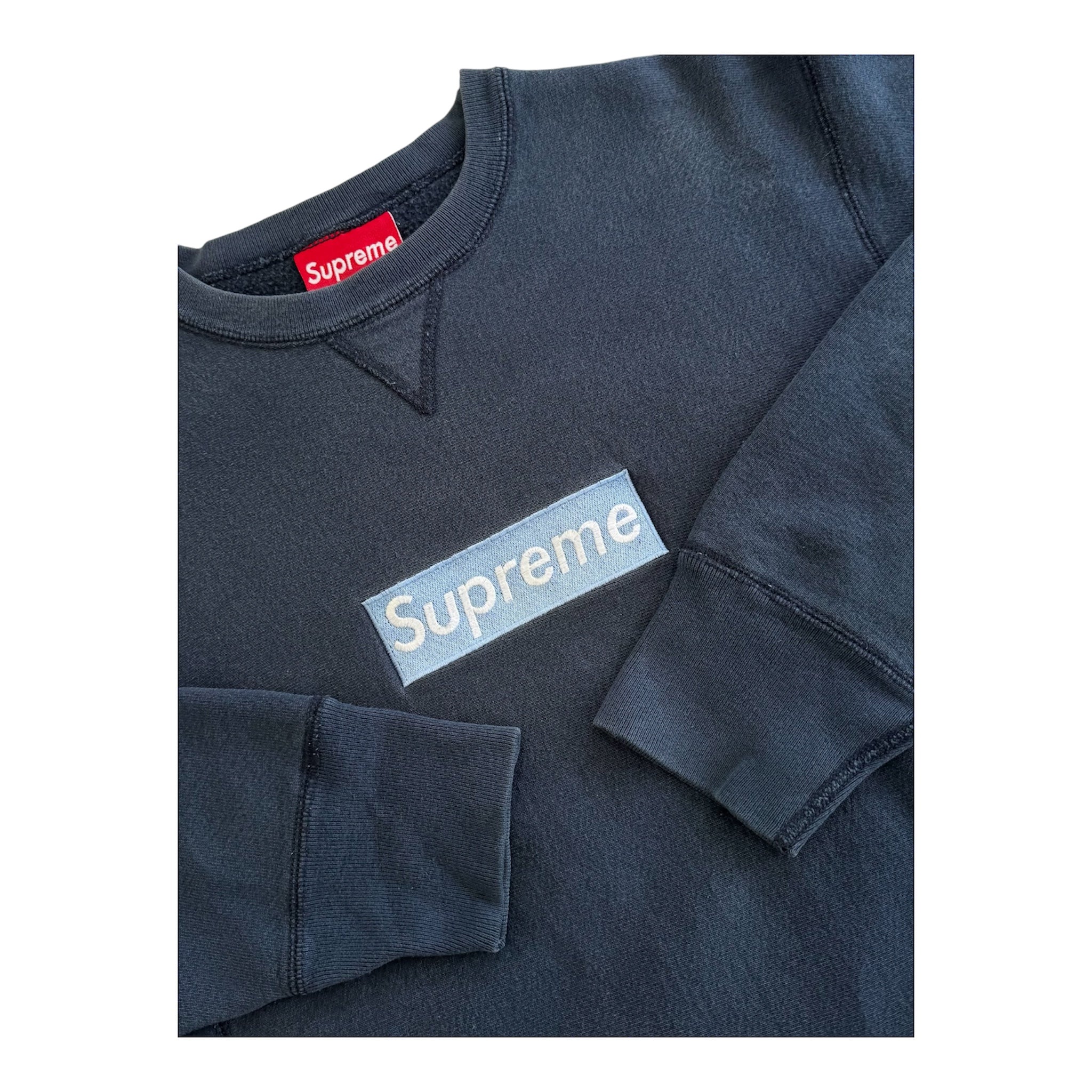 Supreme Ice/Navy Box Logo Crewneck 1997