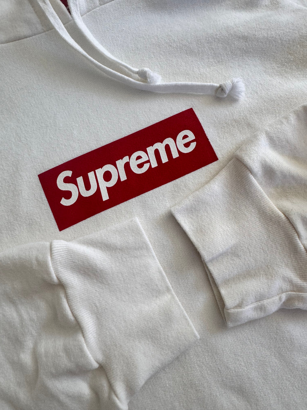 Supreme Red/Cream Screenprint Box Logo Hoodie 2006