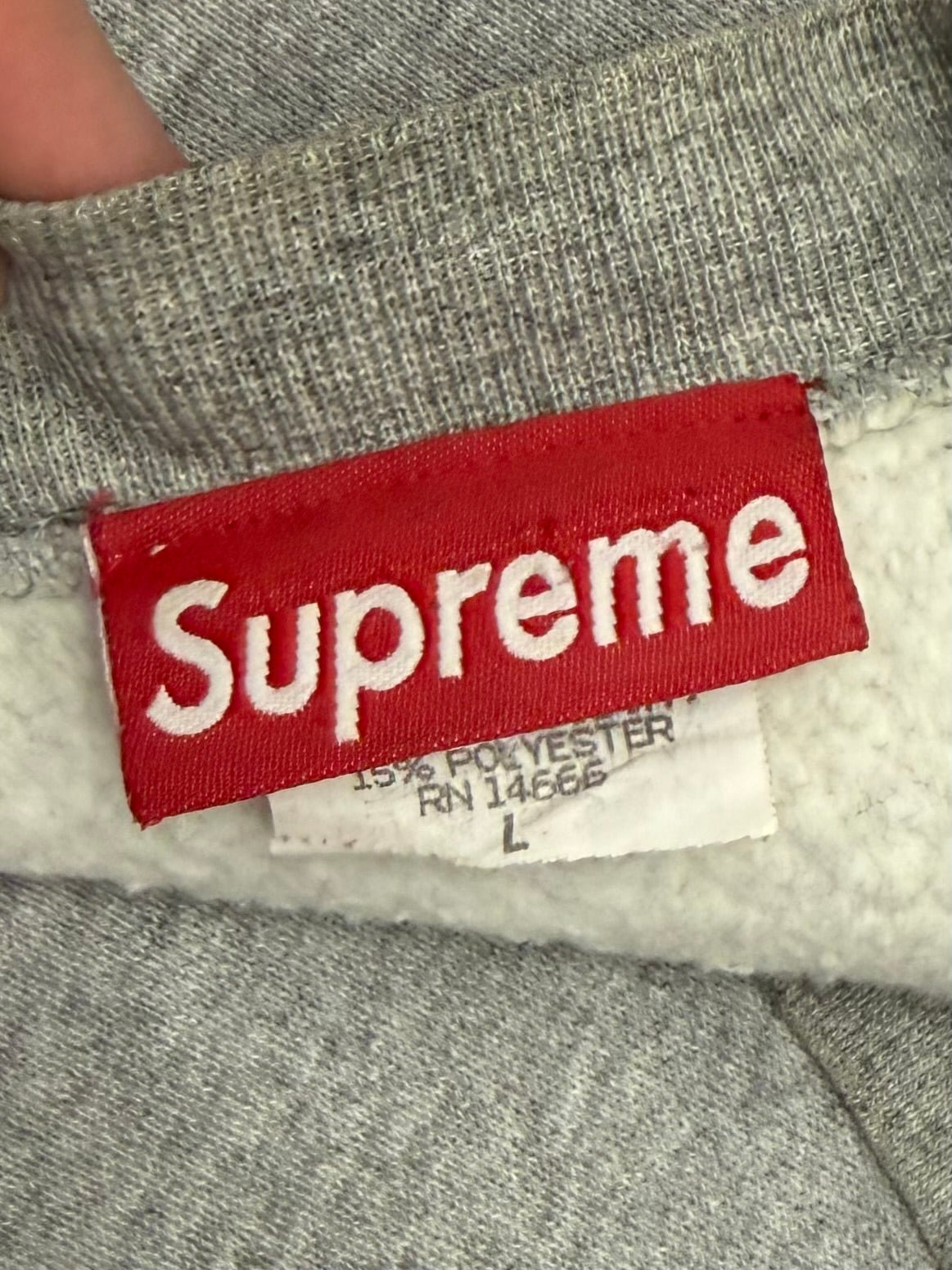 Supreme Grey Nylon Box Logo Crewneck 1995