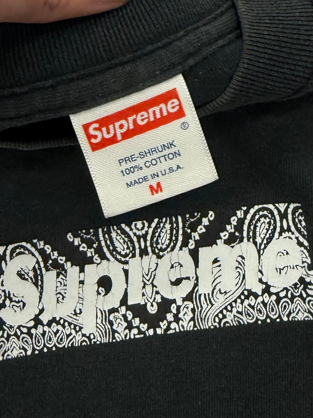 Supreme Black Bandana Box Logo Tee 2001