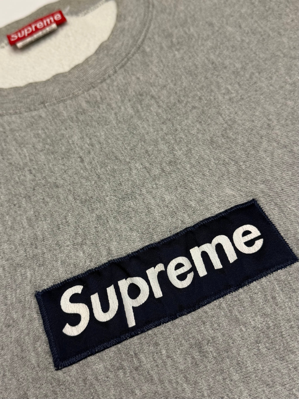 Supreme Grey Nylon Box Logo Crewneck 1995