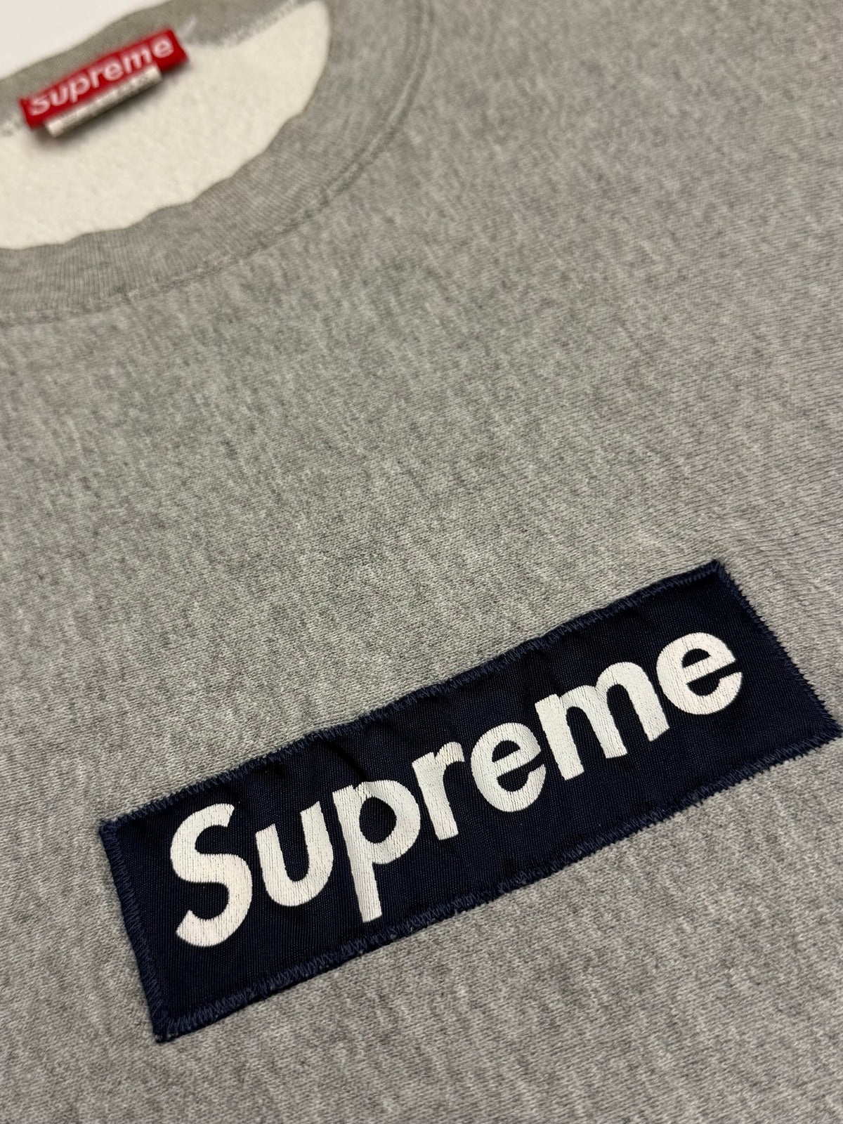 Supreme Grey Nylon Box Logo Crewneck 1995