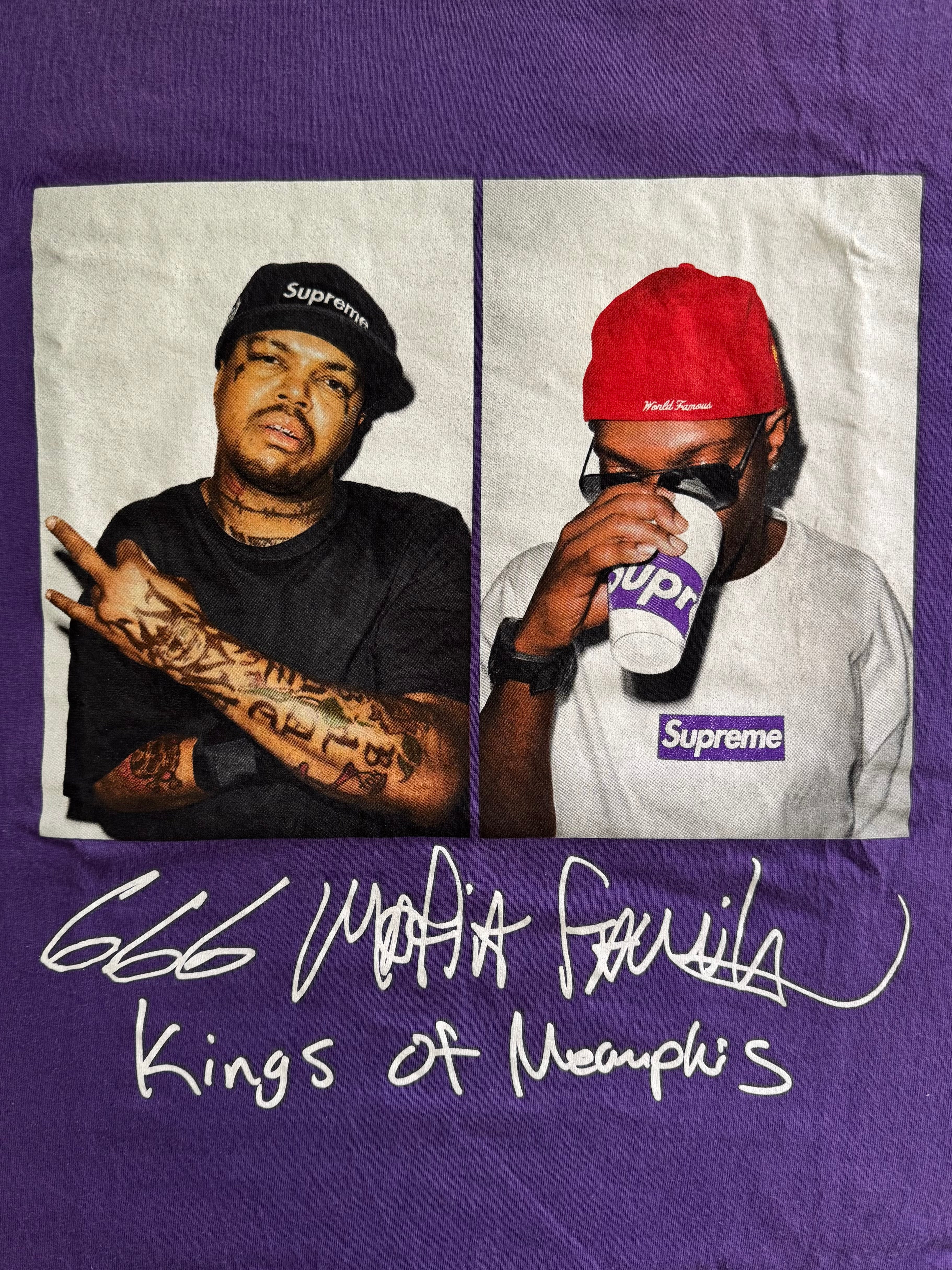 Supreme Purple Three 6 Mafia Photo Tee 2012
