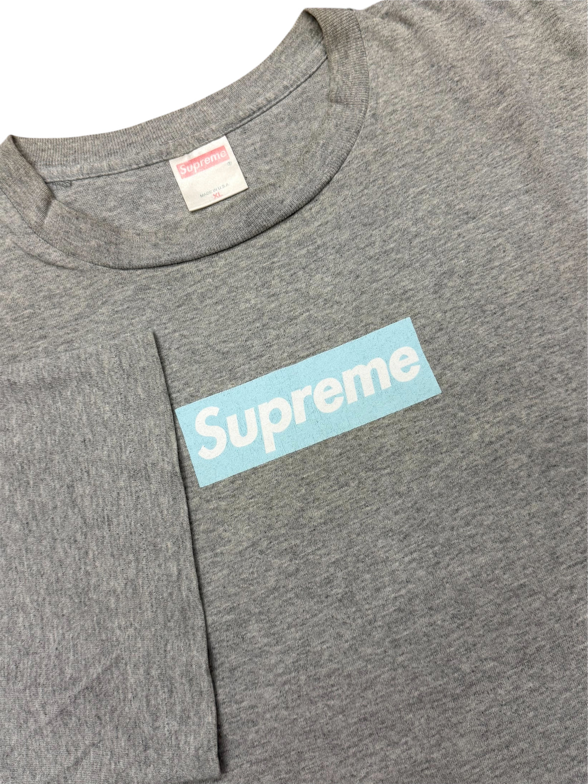 Supreme Ice Blue on Grey Box Logo Tee 1998