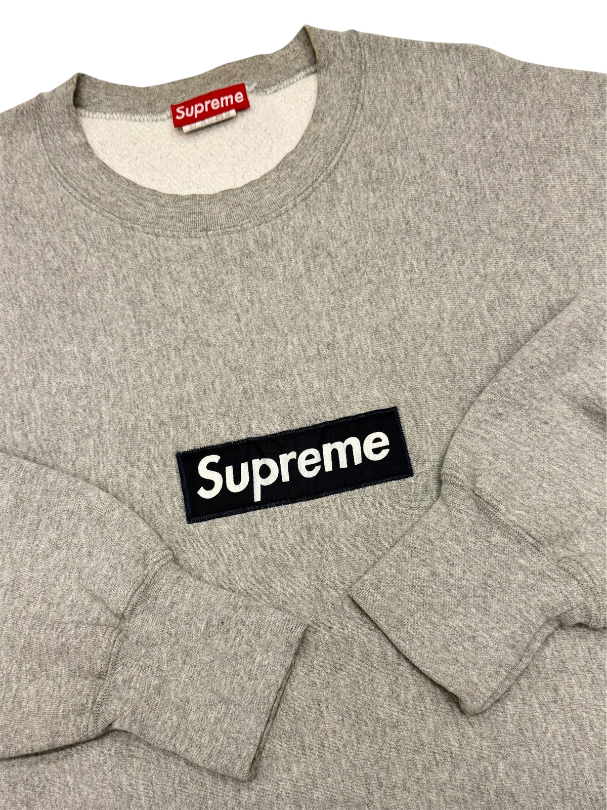 Supreme Grey Nylon Box Logo Crewneck 1995