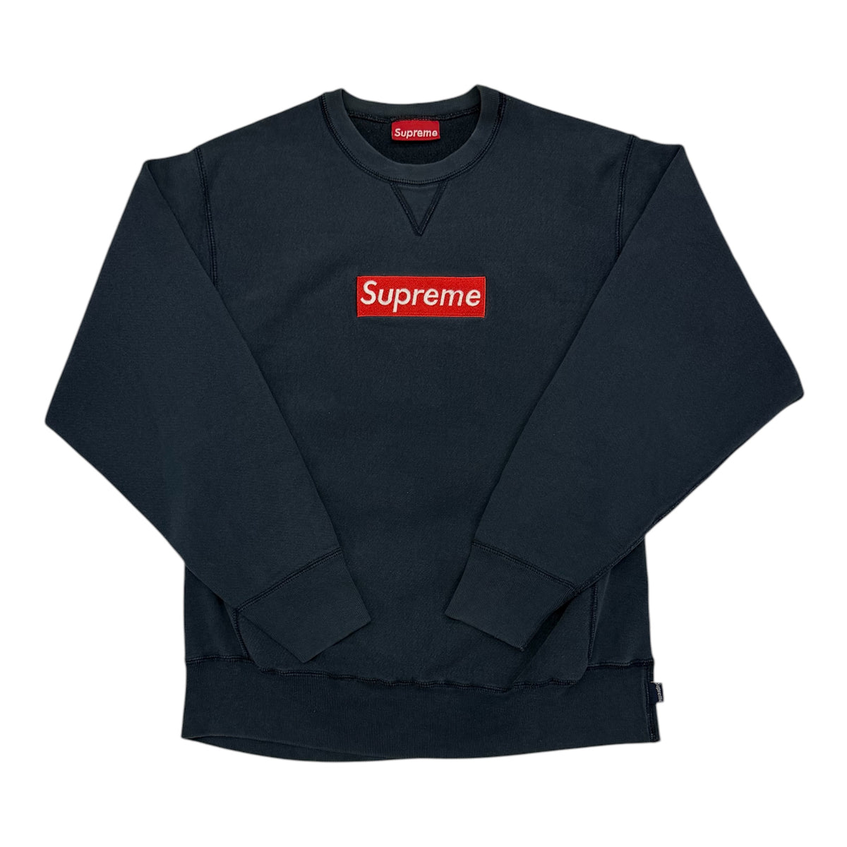 Supreme Red on Navy Box Logo Crewneck 1997