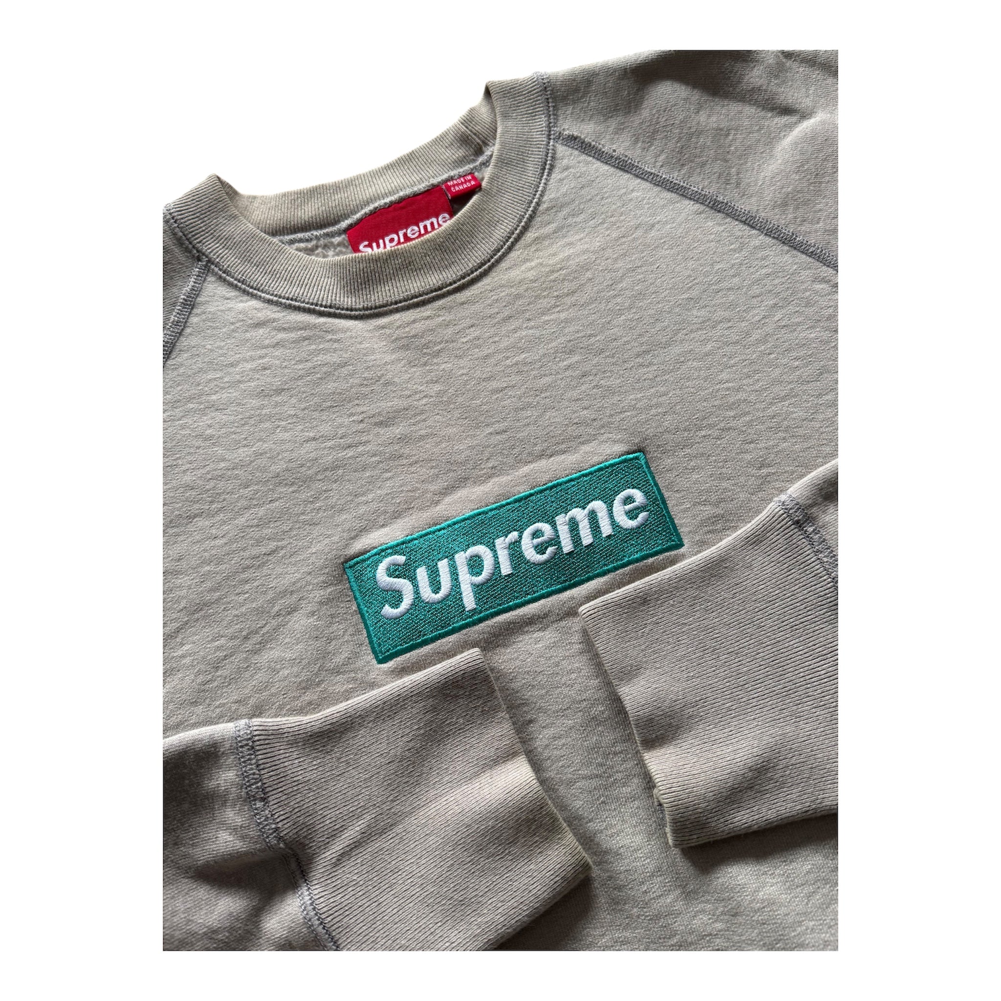 Supreme Teal/Oatmeal Box Logo Crewneck 2006